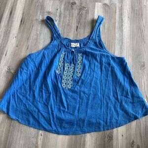 Vintage Hollister Y2K  Women's Royal Blue Beaded Tank Top Size Medium